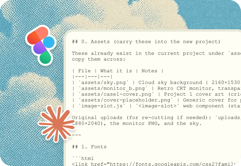 Claude design and Figma MCP experiment screenshot